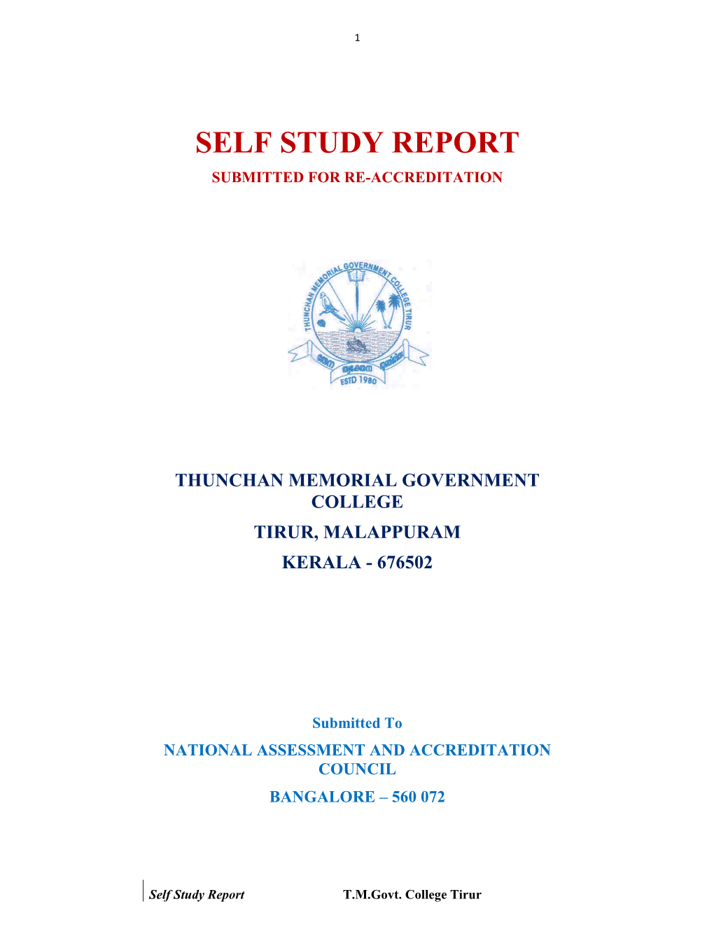 Self Study Report Submitted for Re-Accreditation