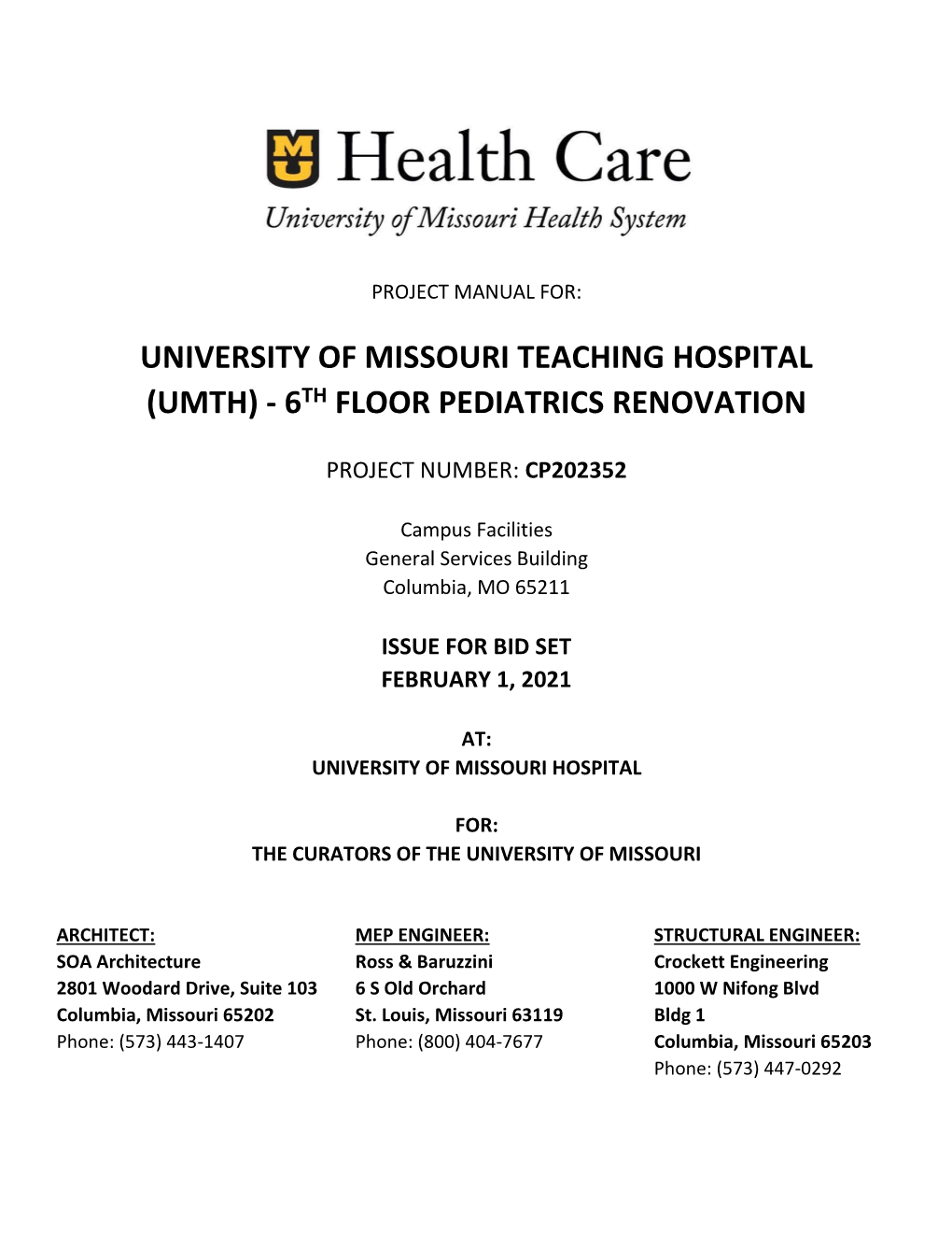 University of Missouri Teaching Hospital (Umth) - 6Th Floor Pediatrics Renovation