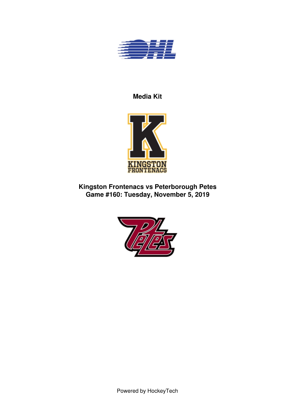 Media Kit Kingston Frontenacs Vs Peterborough Petes Game #160