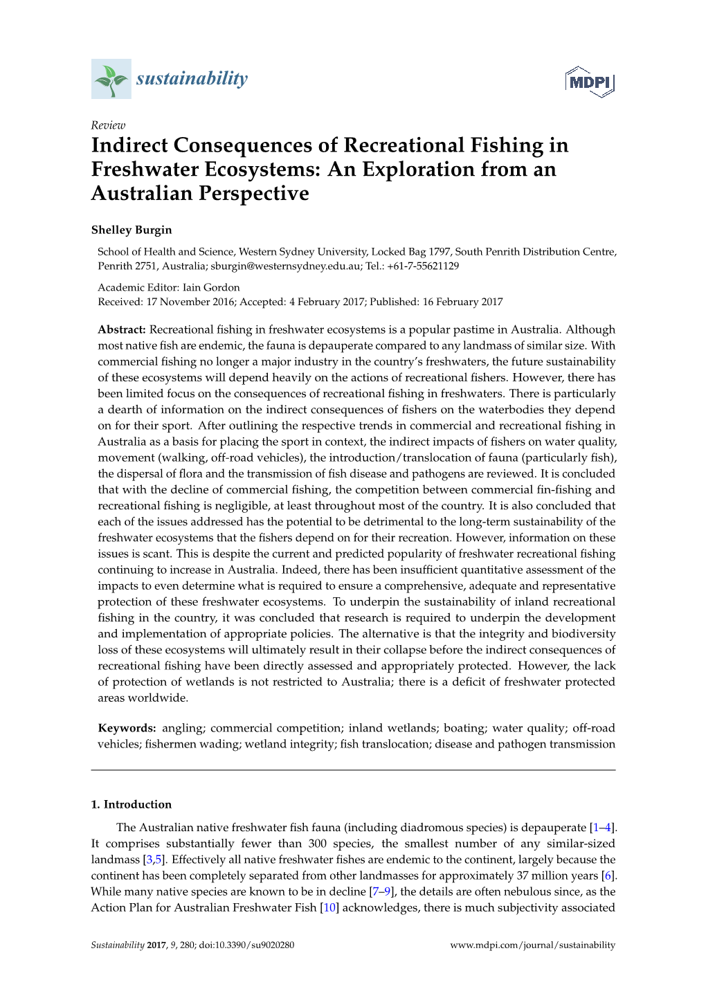 Indirect Consequences of Recreational Fishing in Freshwater Ecosystems: an Exploration from an Australian Perspective