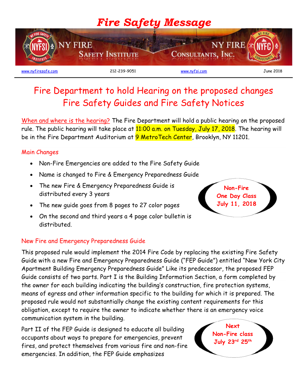 Fire Safety Message