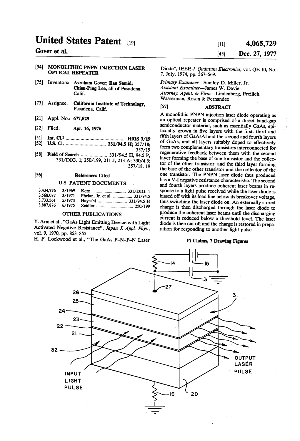 United States Patent (19) 11) 4,065,729 Gover Et Al