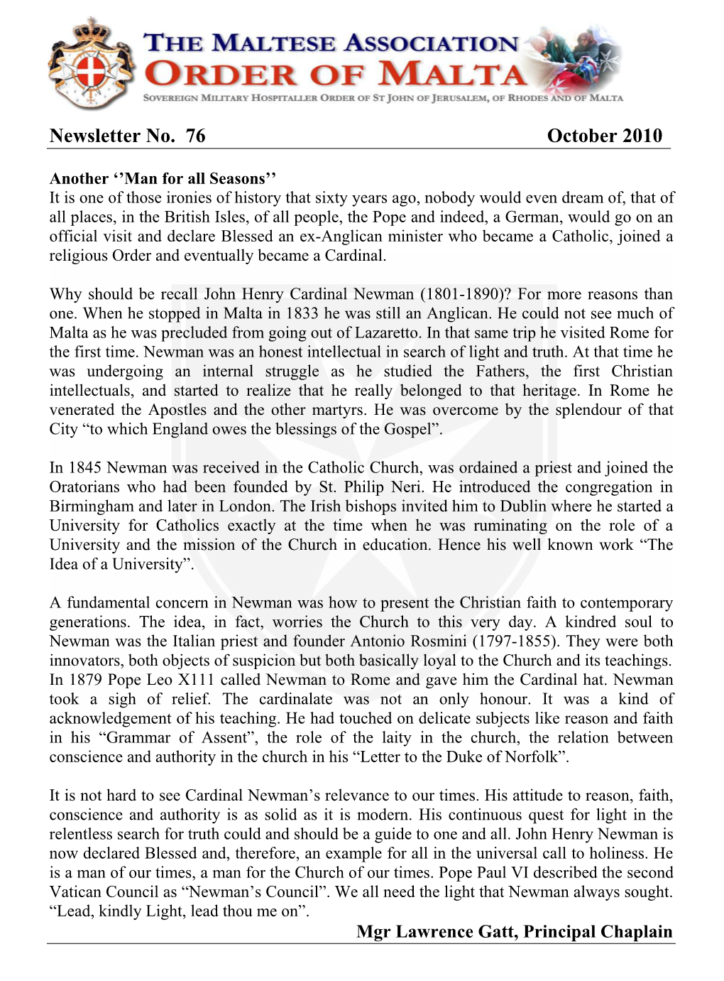Newsletter No. 76 October 2010