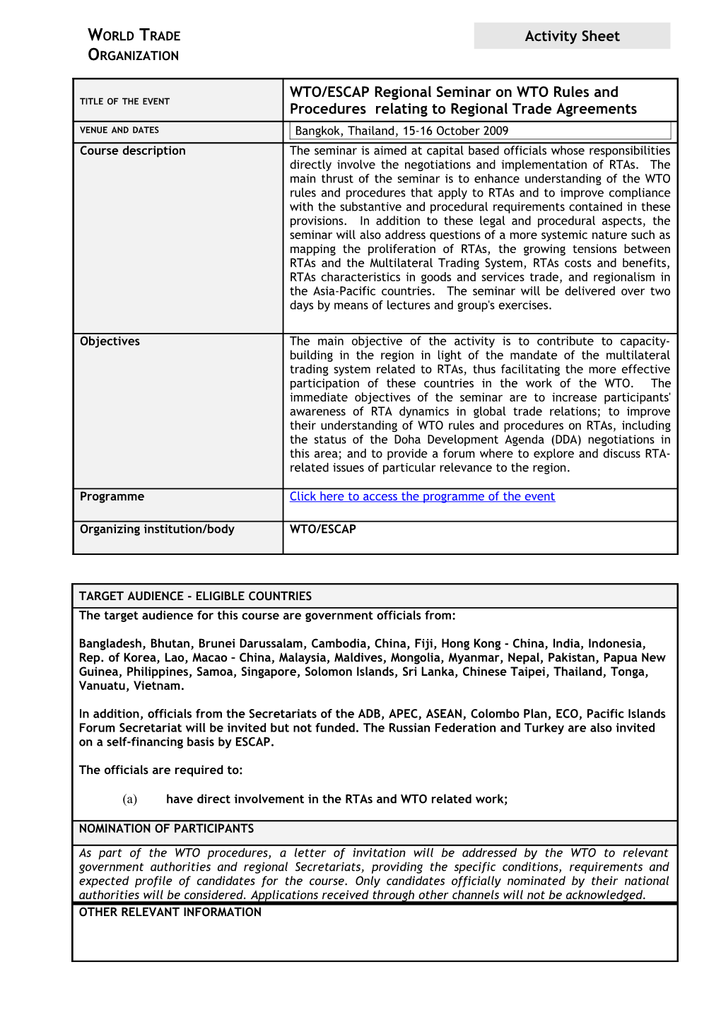 The WTO and Regional Trade Agreements (Rtas)