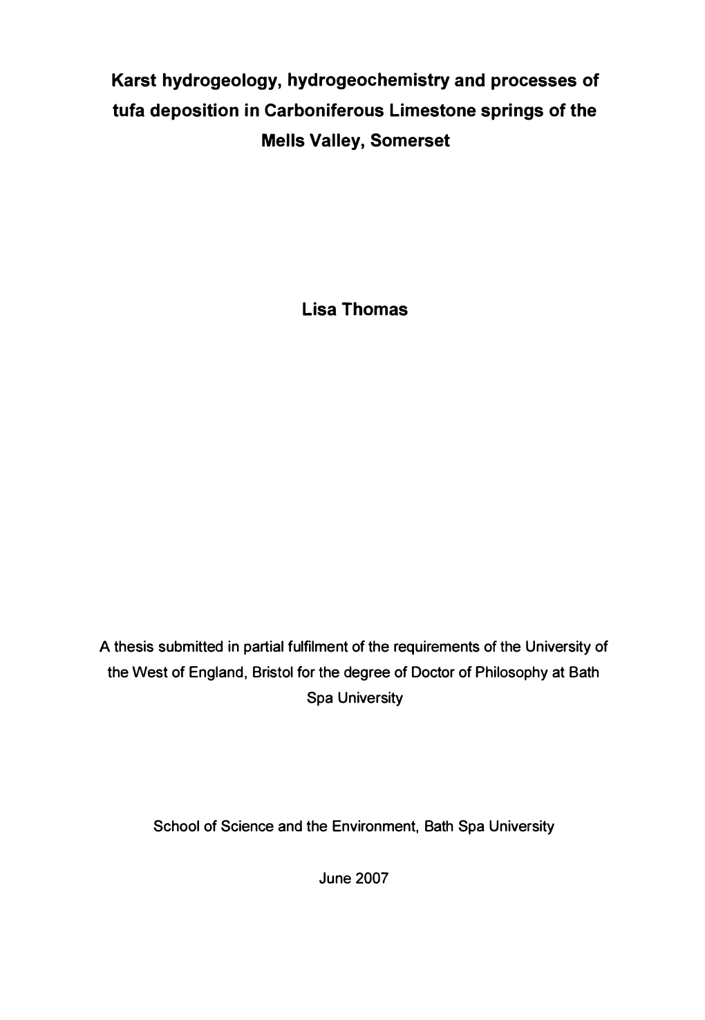 A Thesis Submitted in Partial Fulfilment of the Requirements of the University