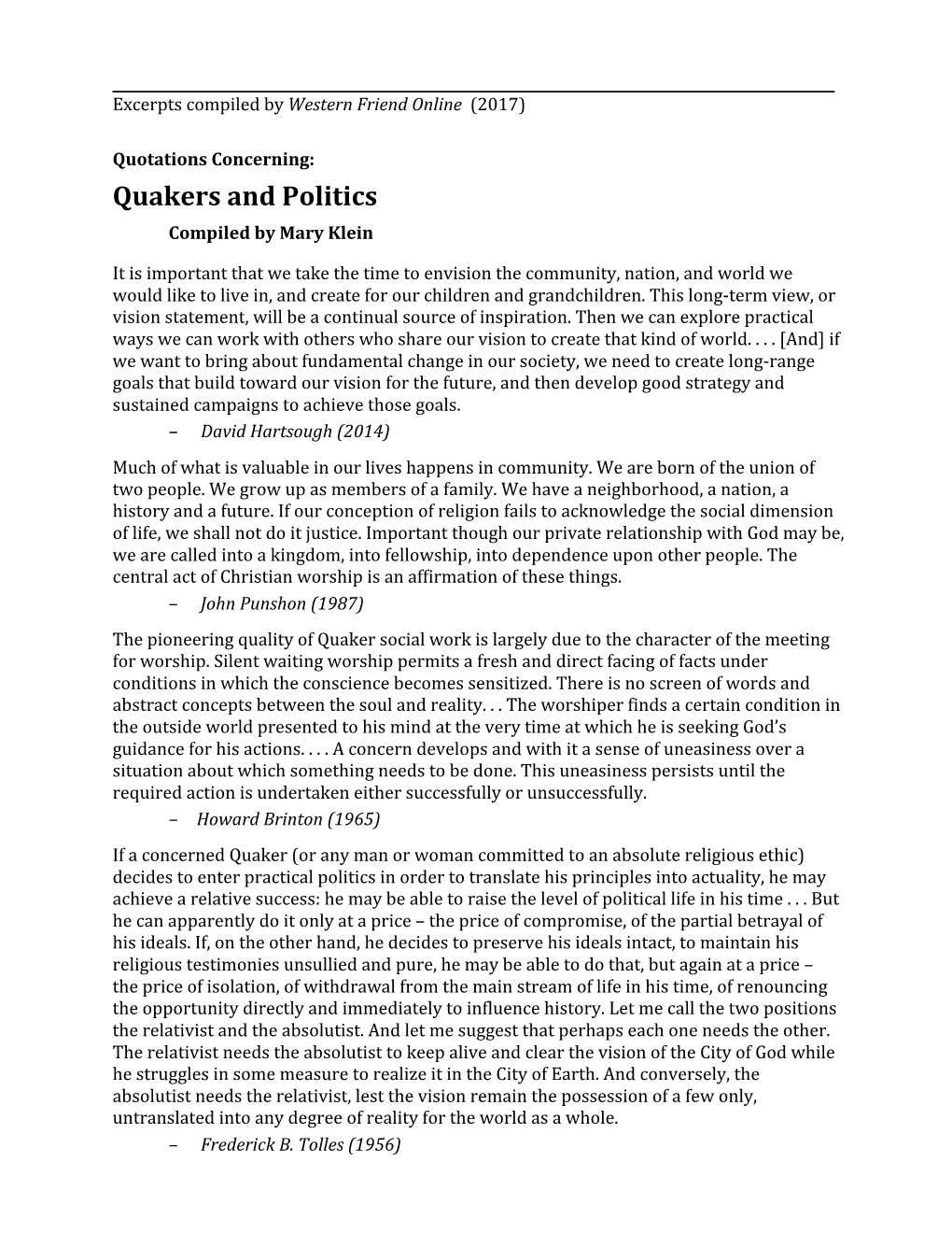 Quakers & Politics