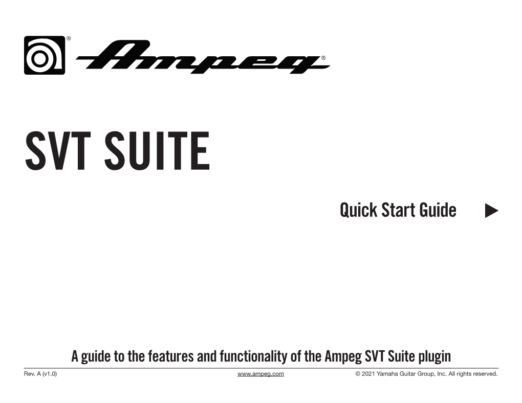 Ampeg SVT Suite Quick Start Guide