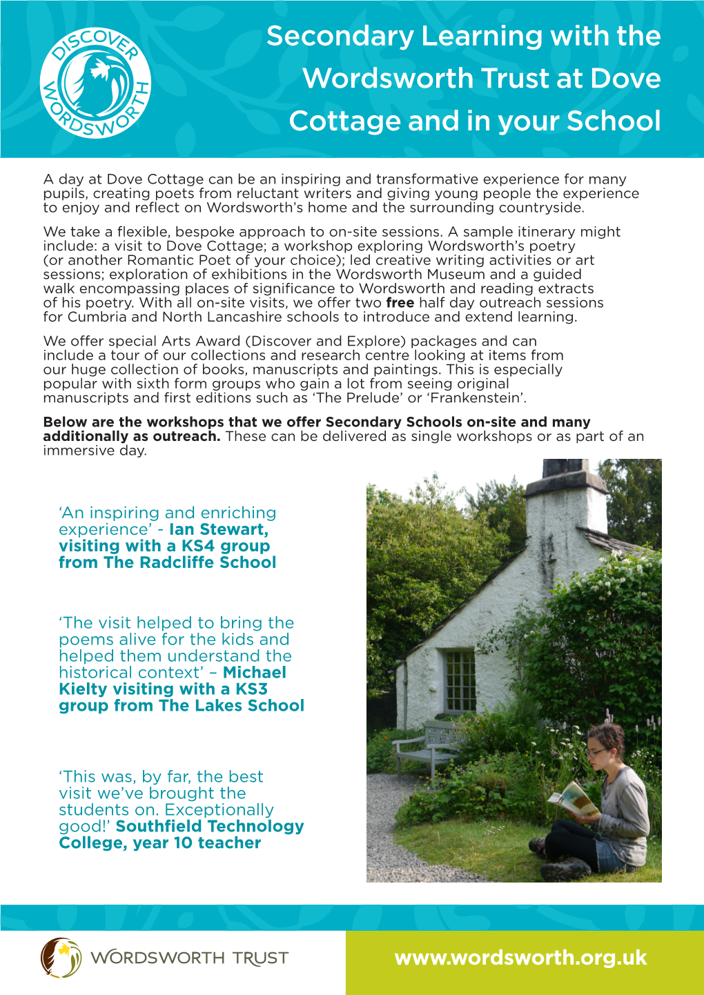 Secondary Learning with the Wordsworth Trust at Dove Cottage and in Your School