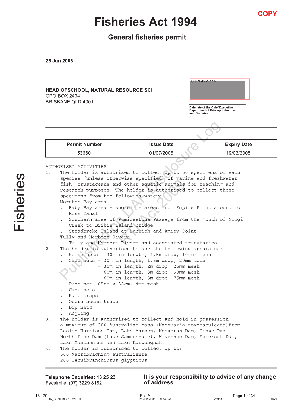 Published on DAF Disclosure Log RTI Act 2009