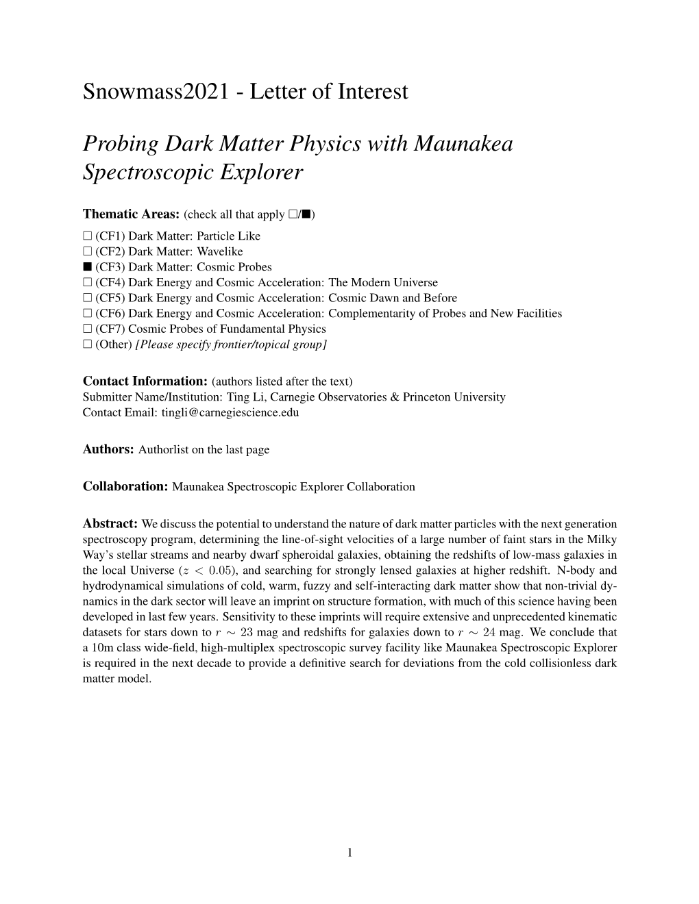 Probing Dark Matter Physics with Maunakea Spectroscopic Explorer