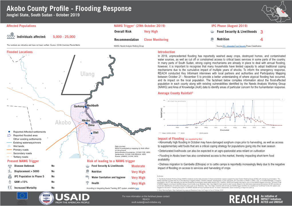 Akobo County Profile - Flooding Response Jonglei State, South Sudan - October 2019