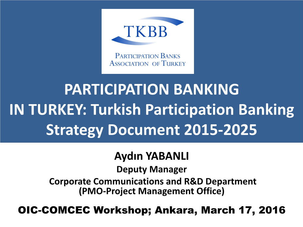 Turkish Participation Banking Strategy Document 2015-2025