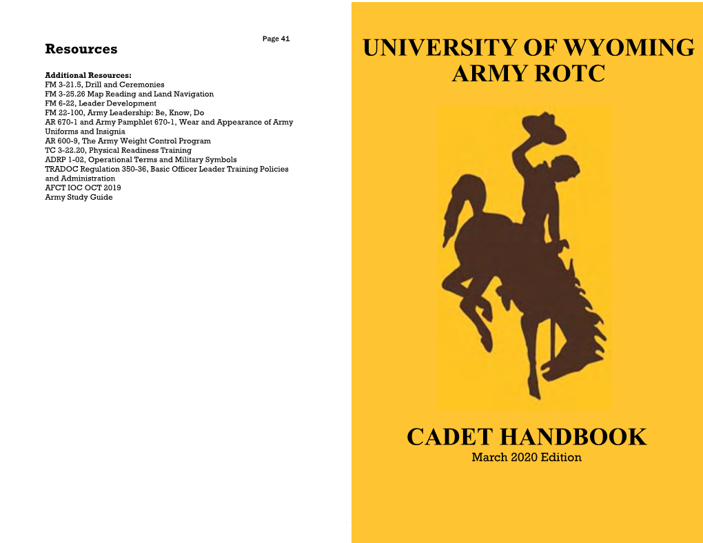 University of Wyoming Army Rotc Cadet Handbook