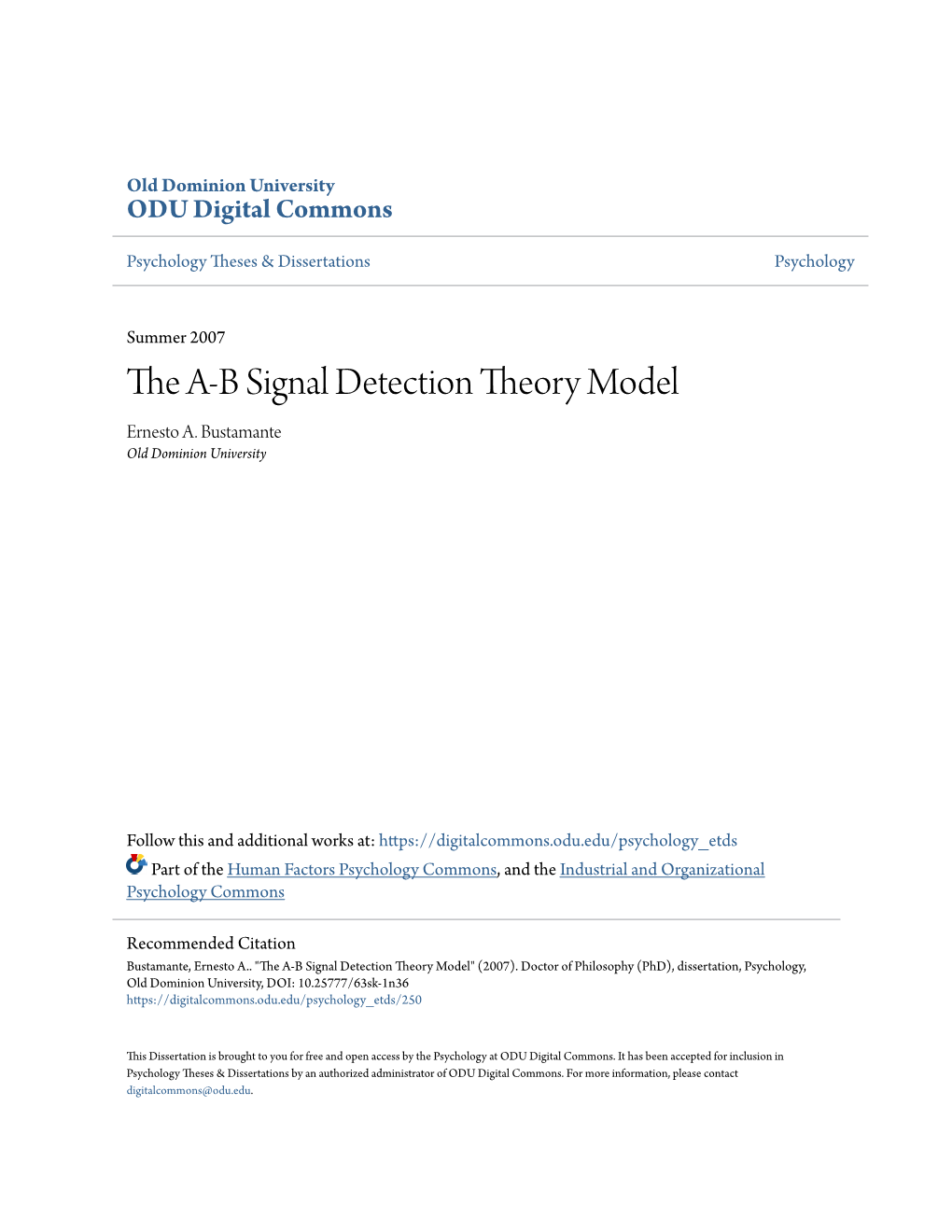 The A-B Signal Detection Theory Model