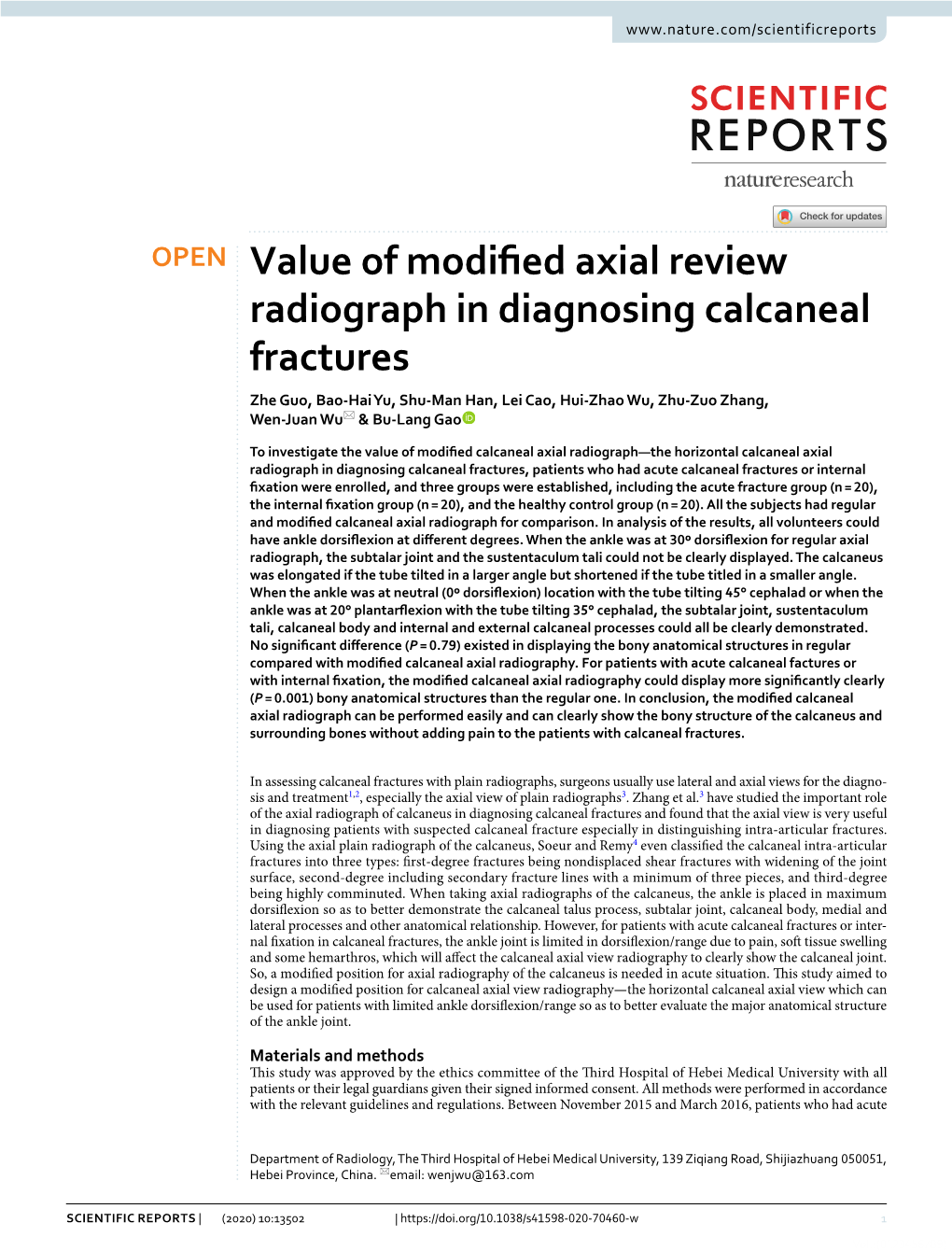 Value of Modified Axial Review Radiograph in Diagnosing Calcaneal Fractures