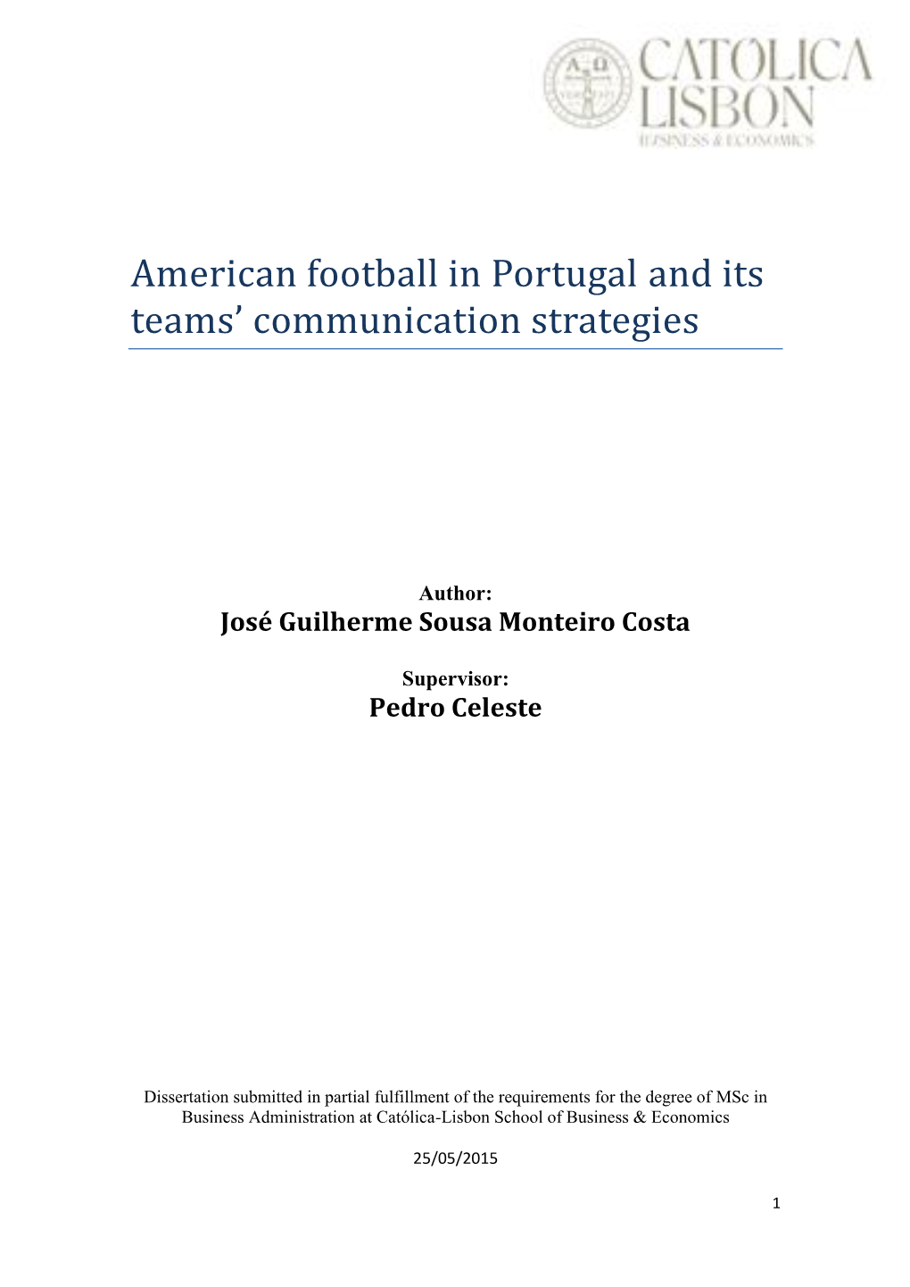 American Football in Portugal and Its Teams' Communication Strategies
