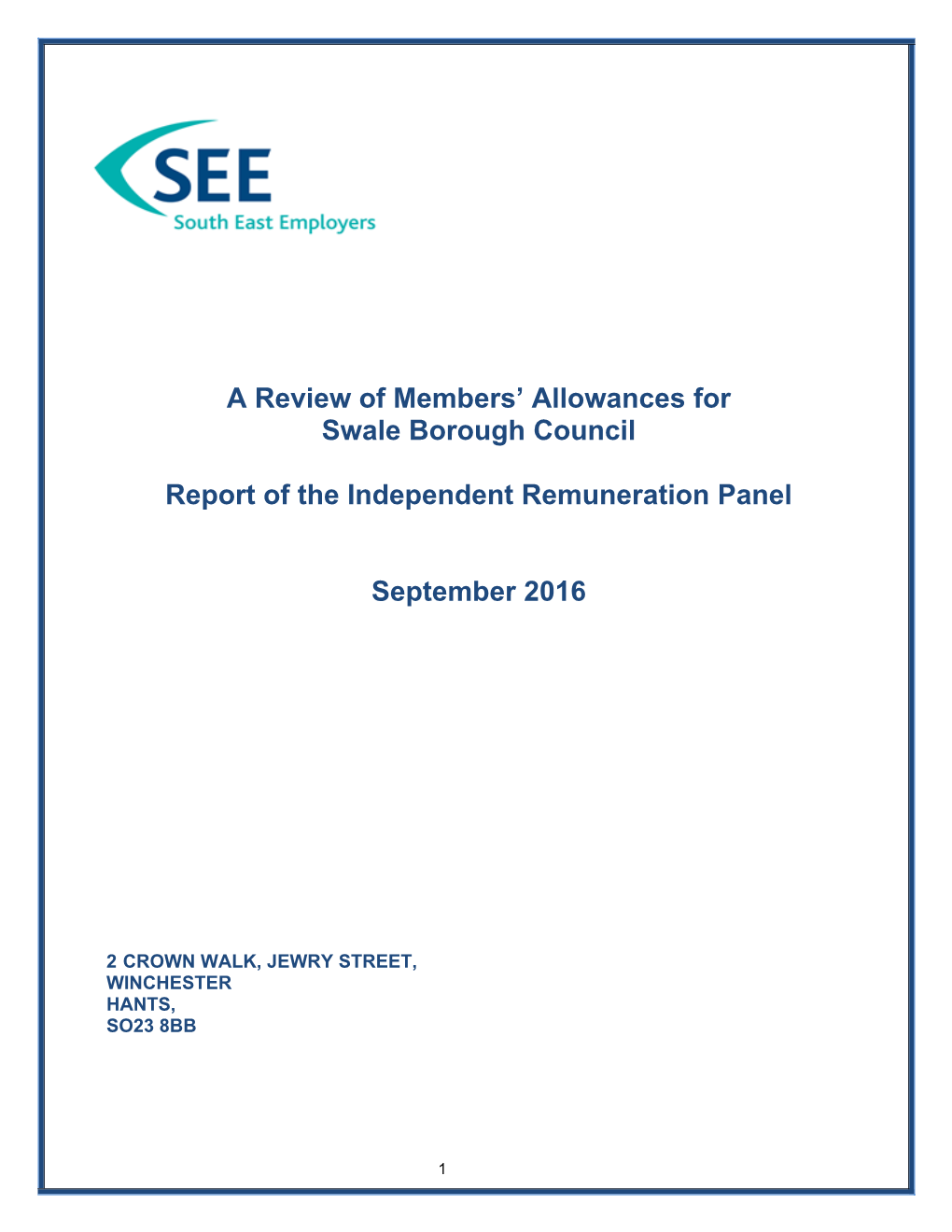 A Review of Members' Allowances for Hart District Council