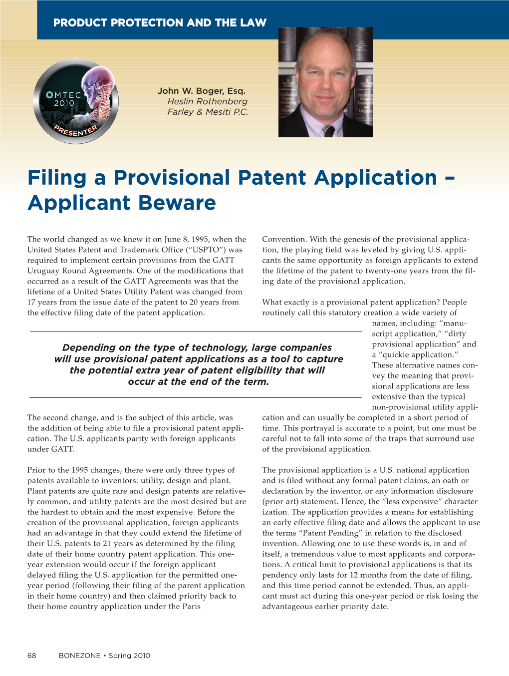 Filing a Provisional Patent Application – Applicant Beware