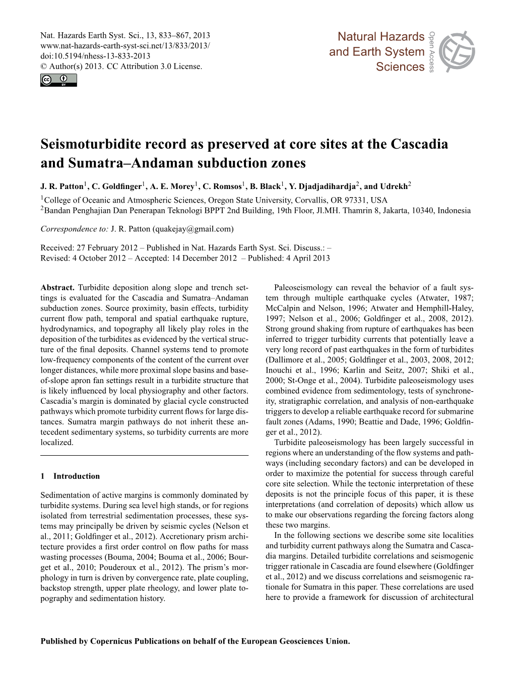 Article Size Measurements, Down-Core X- Bathymetry