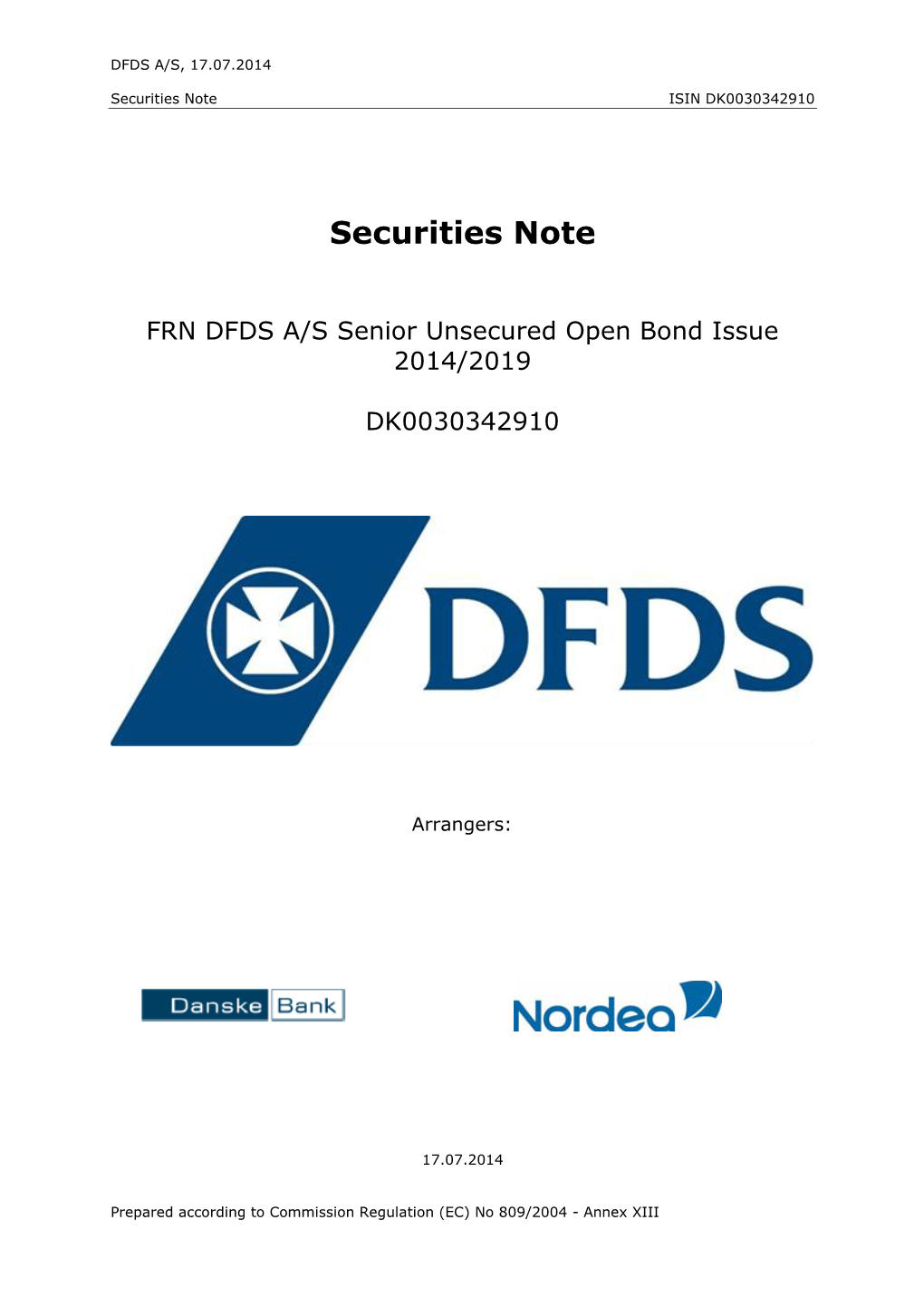 Securities Note ISIN DK0030342910