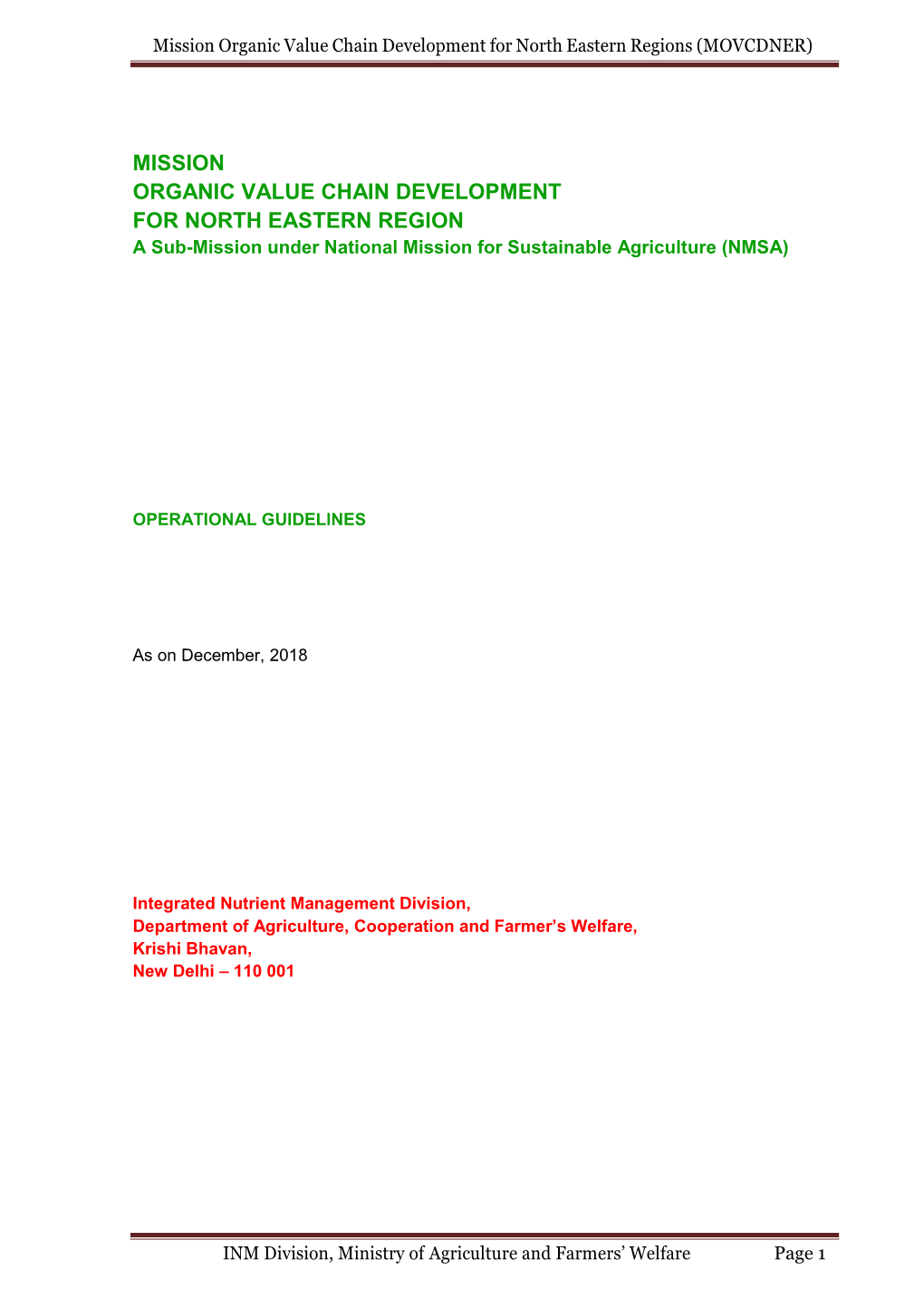 Mission Organic Value Chain Development for North Eastern Regions (MOVCDNER)