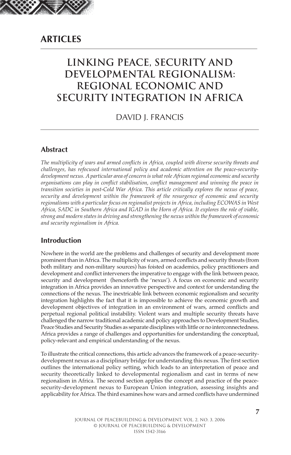 Regional Economic and Security Integration in Africa