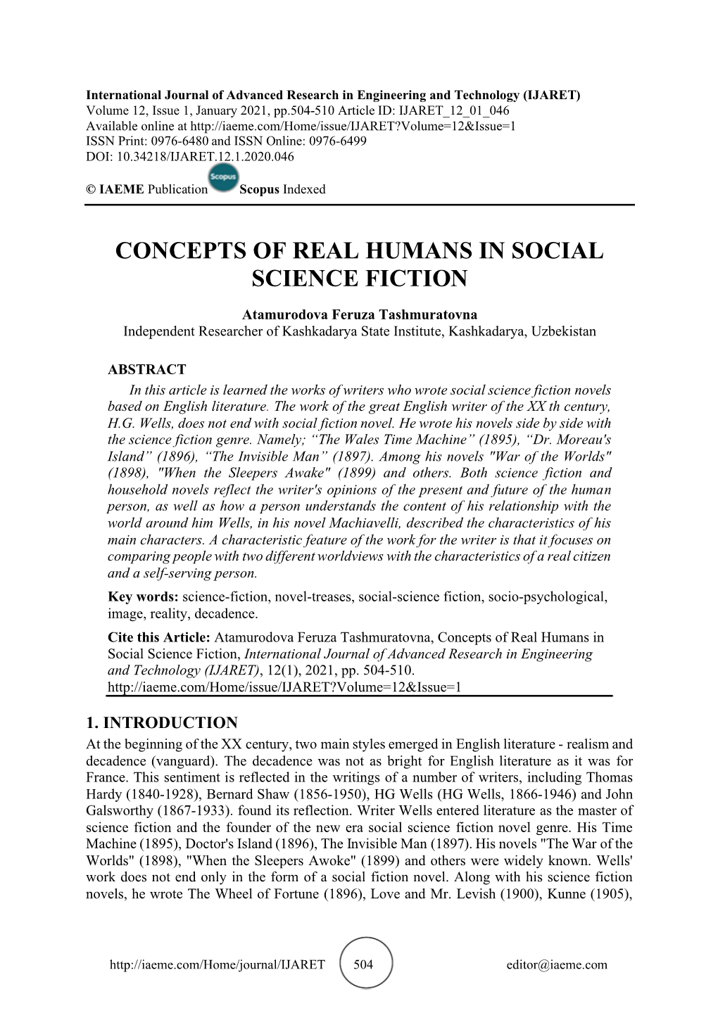Concepts of Real Humans in Social Science Fiction