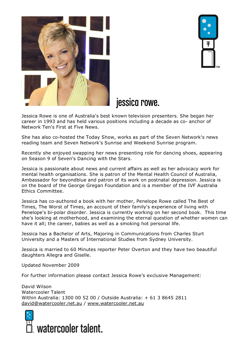 Jessica Rowe Bio November 2009