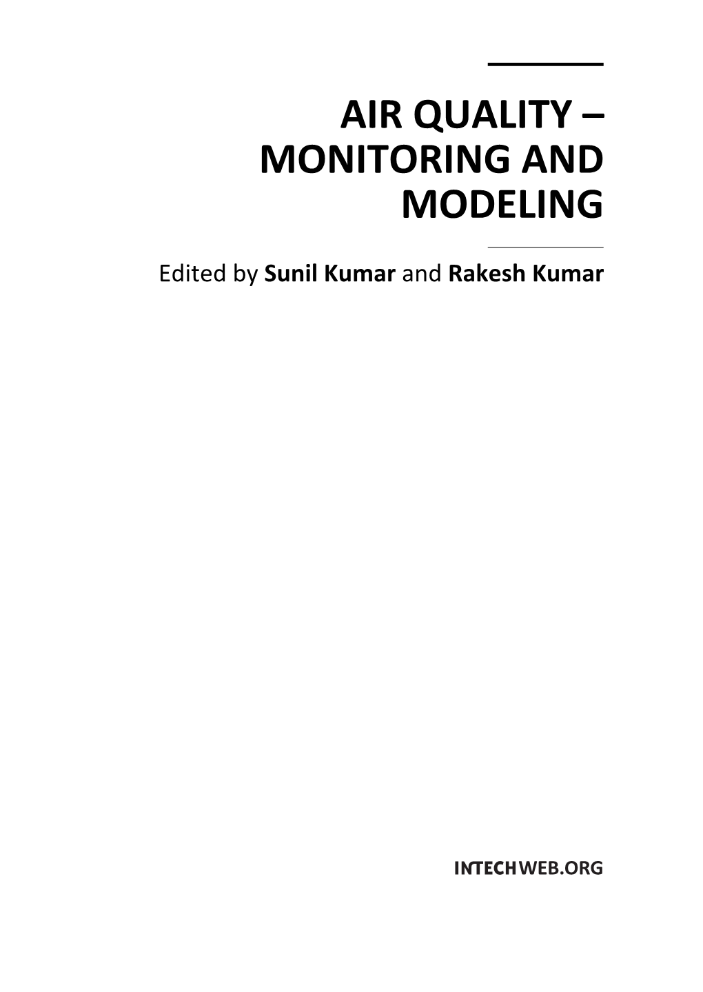 Air Quality – Monitoring and Modeling