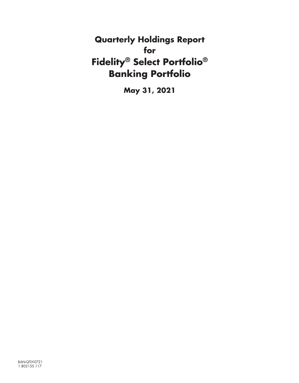Fidelity® Select Portfolio® Banking Portfolio