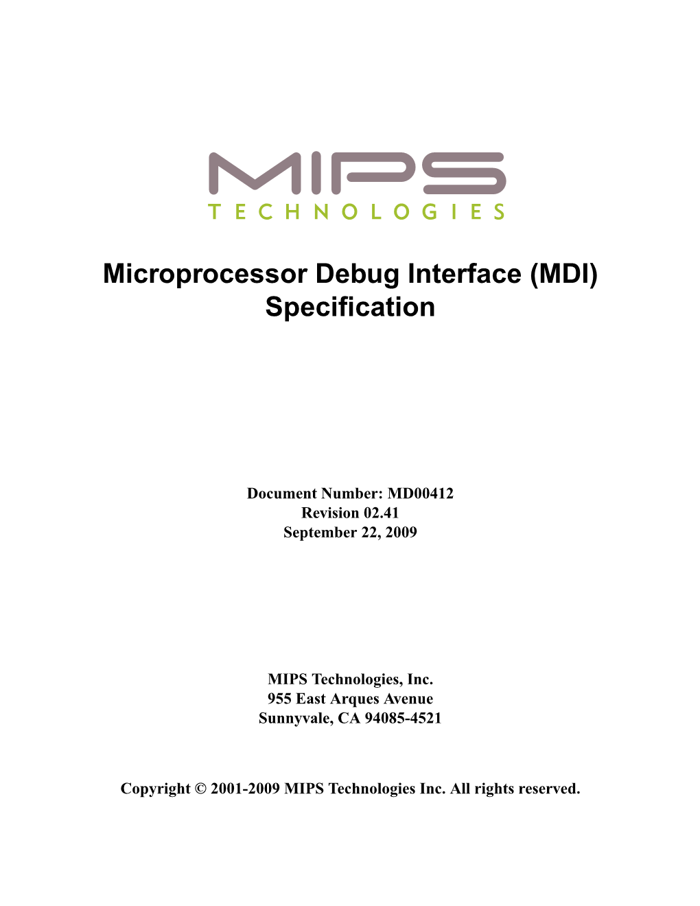 MDI) Speciﬁcation