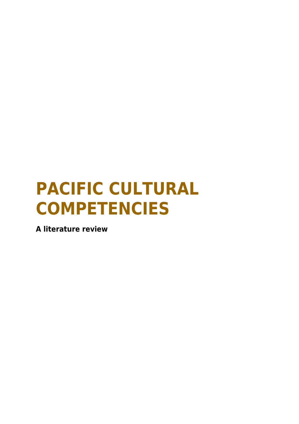 Pacific CULTURAL COMPETENCIES