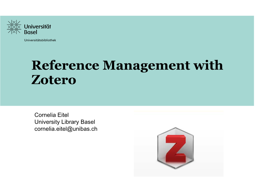 Reference Management with Zotero