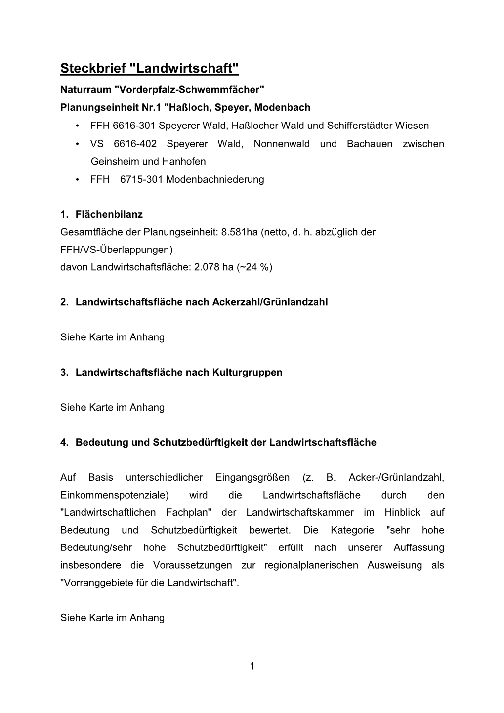 Steckbrief "Landwirtschaft"