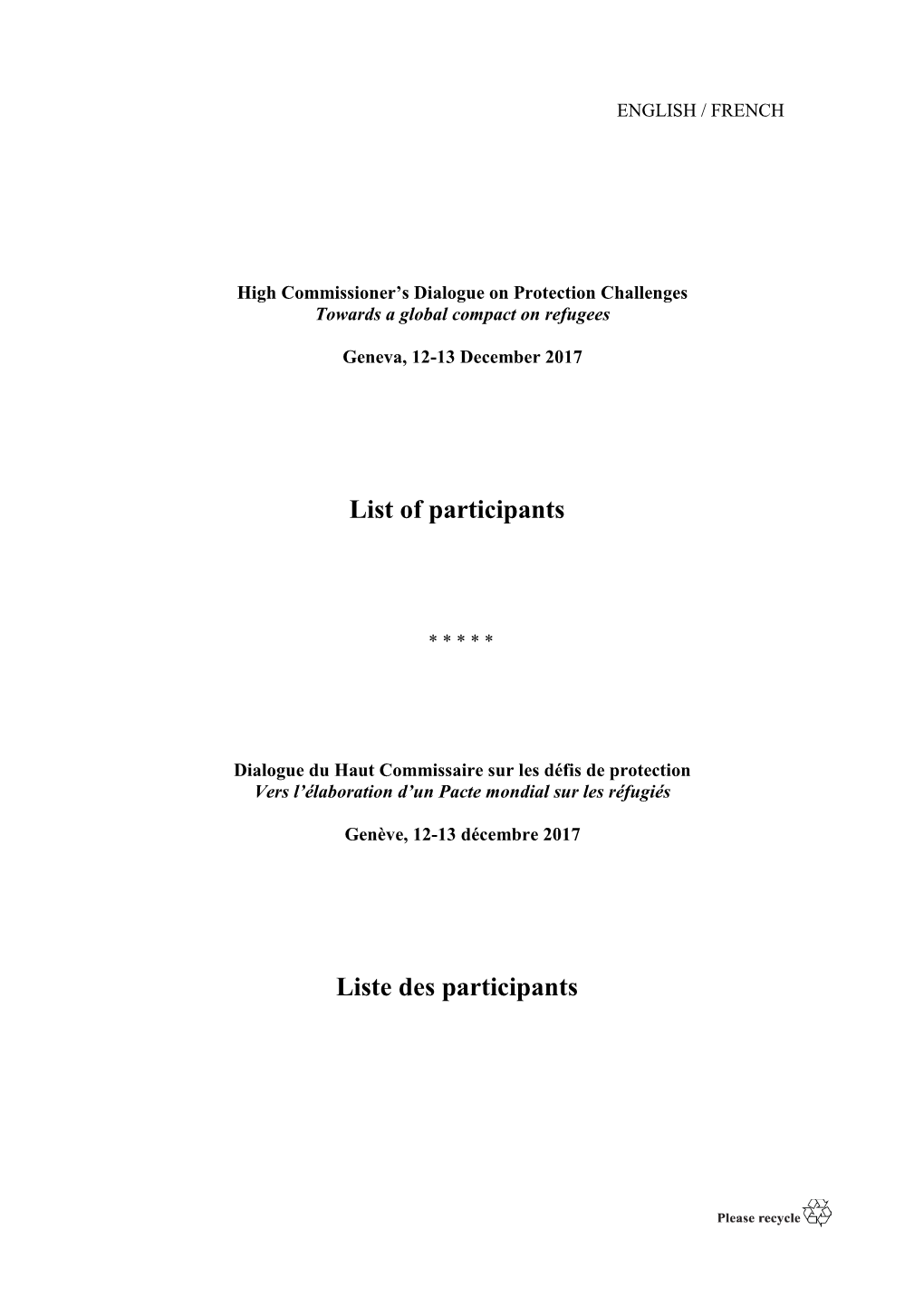 List of Participants