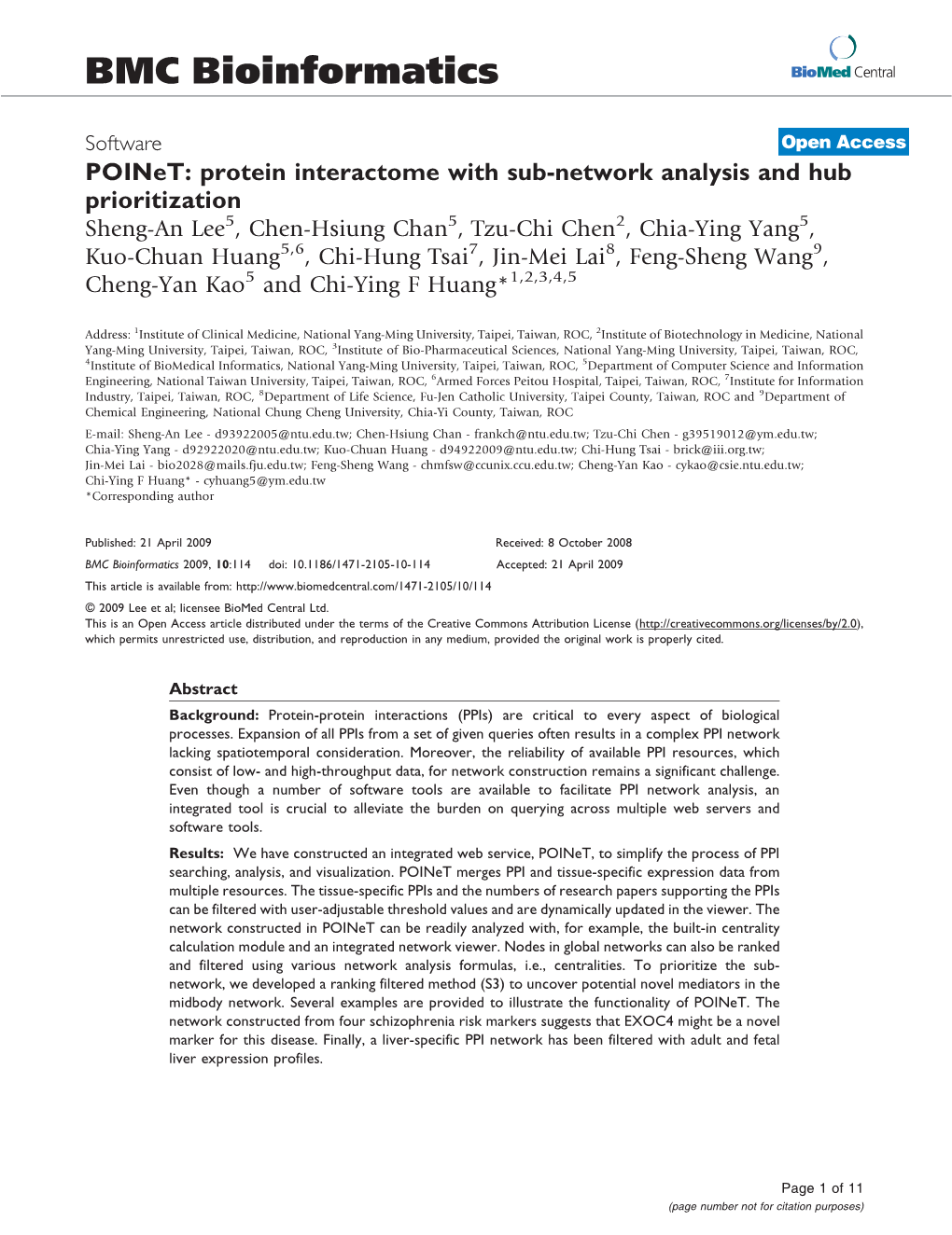 Poinet: Protein Interactome with Sub-Network Analysis and Hub