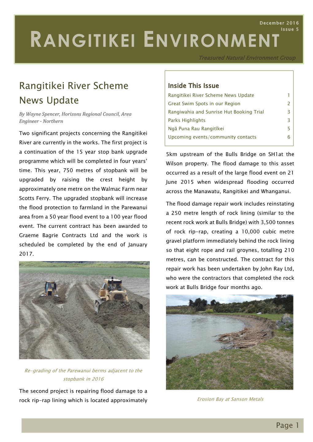 RANGITIKEI ENVIRONMENT Treasured Natural Environment Group