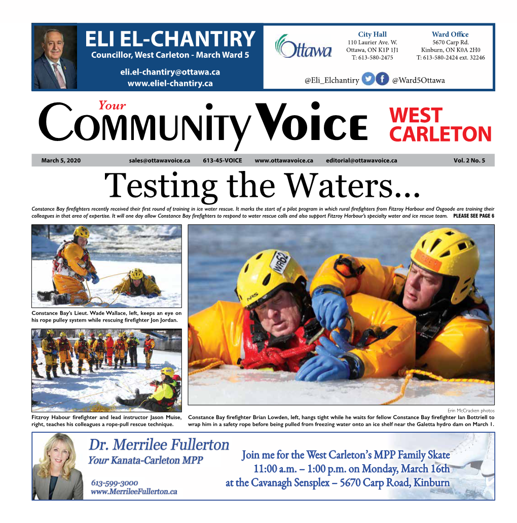 Testing the Waters... Constance Bay Firefighters Recently Received Their First Round of Training in Ice Water Rescue