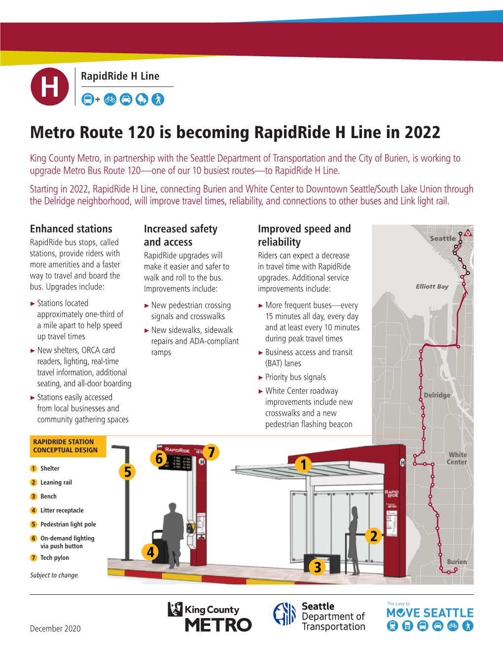 Metro Route 120 Is Becoming Rapidride H Line in 2022