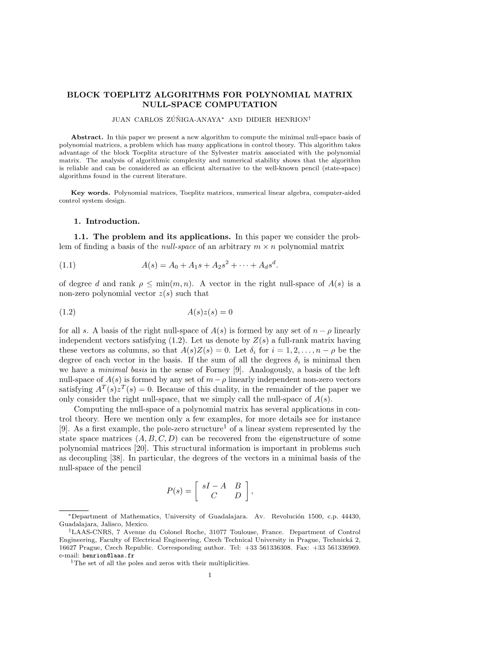 Block Toeplitz Algorithms for Polynomial Matrix Null-Space Computation