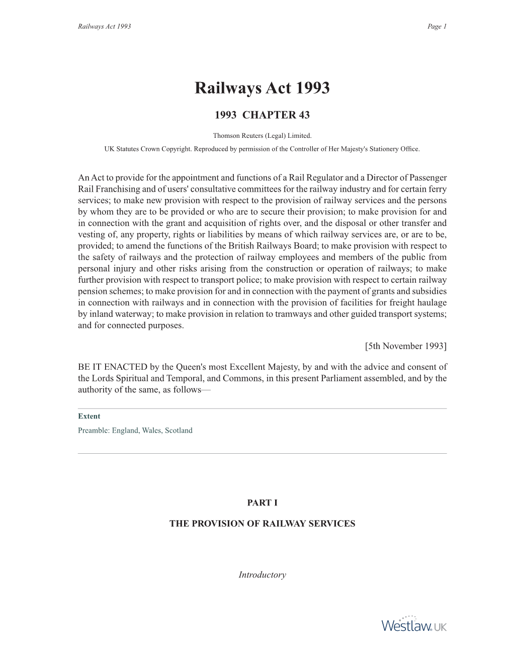 Railways Act 1993 Page 1