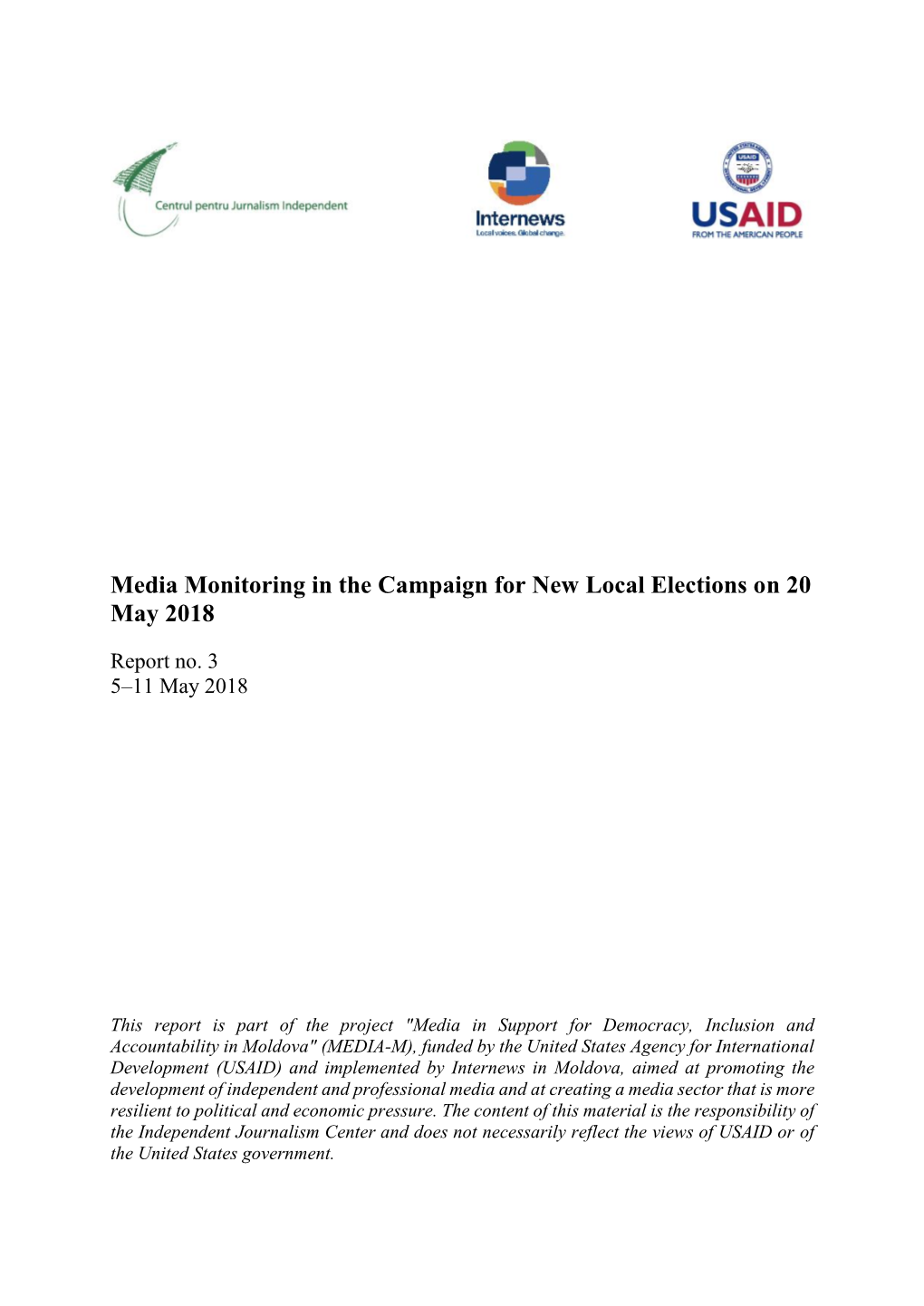 Media Monitoring in the Campaign for New Local Elections on 20 May 2018