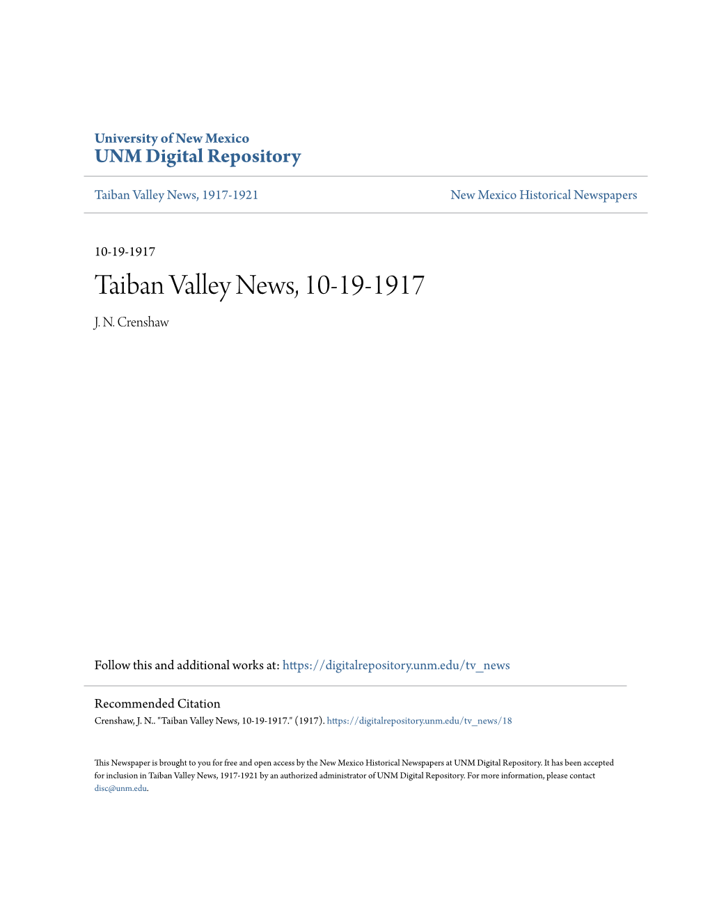 Taiban Valley News, 10-19-1917 J