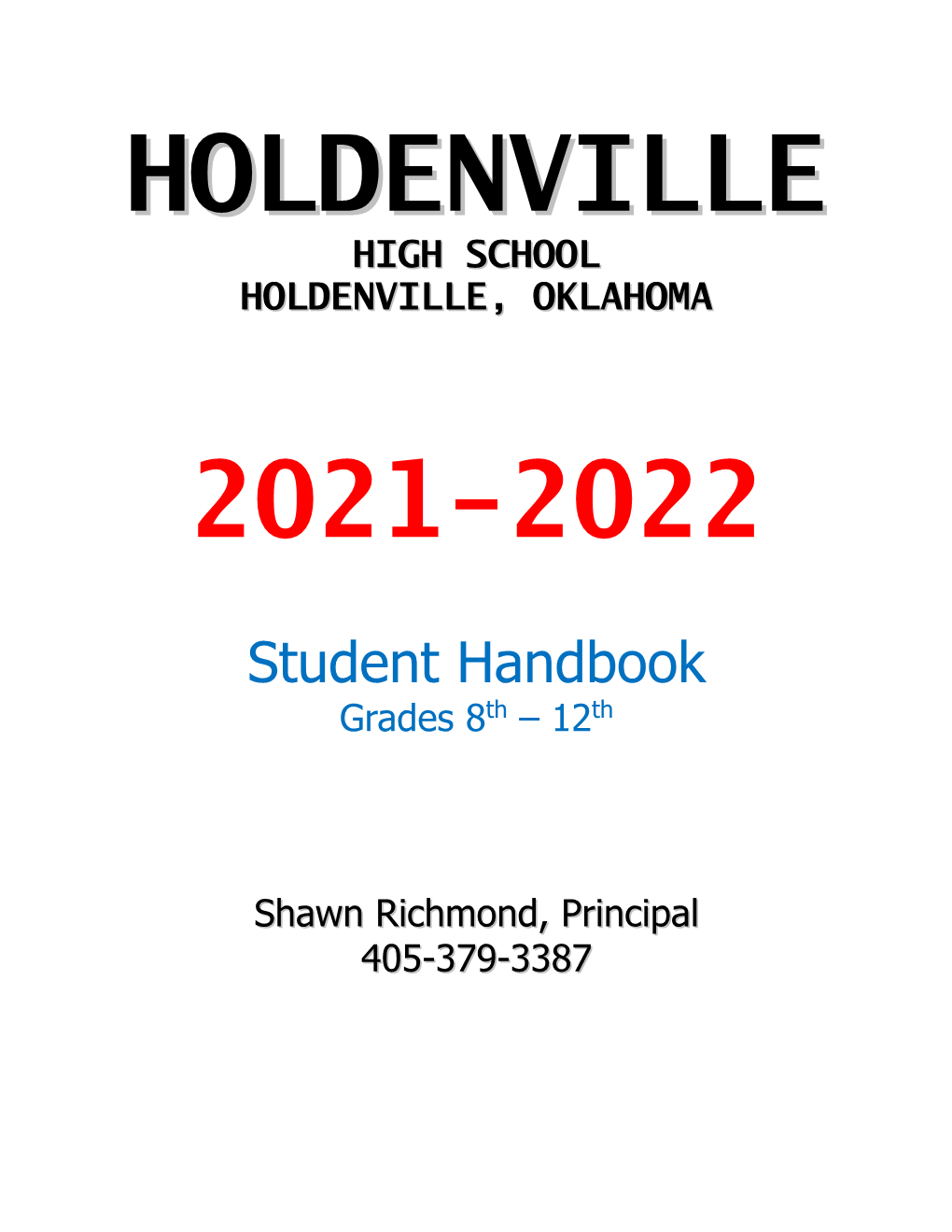 Student Handbook Grades 8Th – 12Th