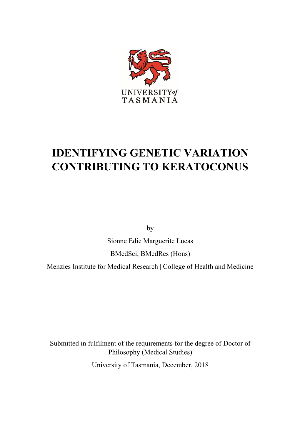 Identifying Genetic Variation Contributing to Keratoconus