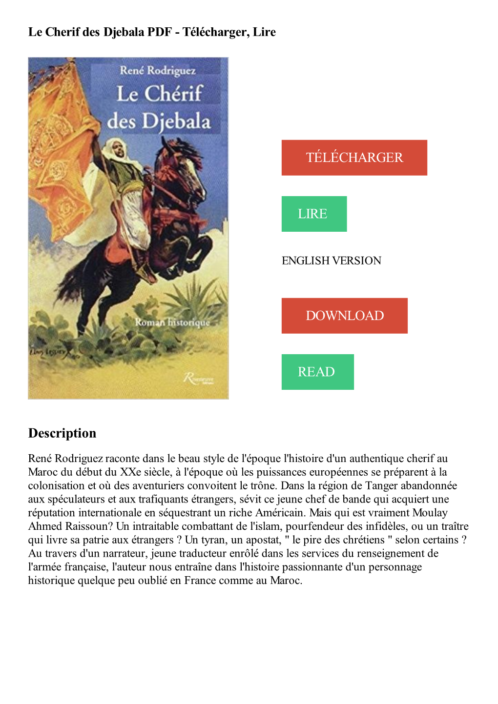 Le Cherif Des Djebala PDF - Télécharger, Lire