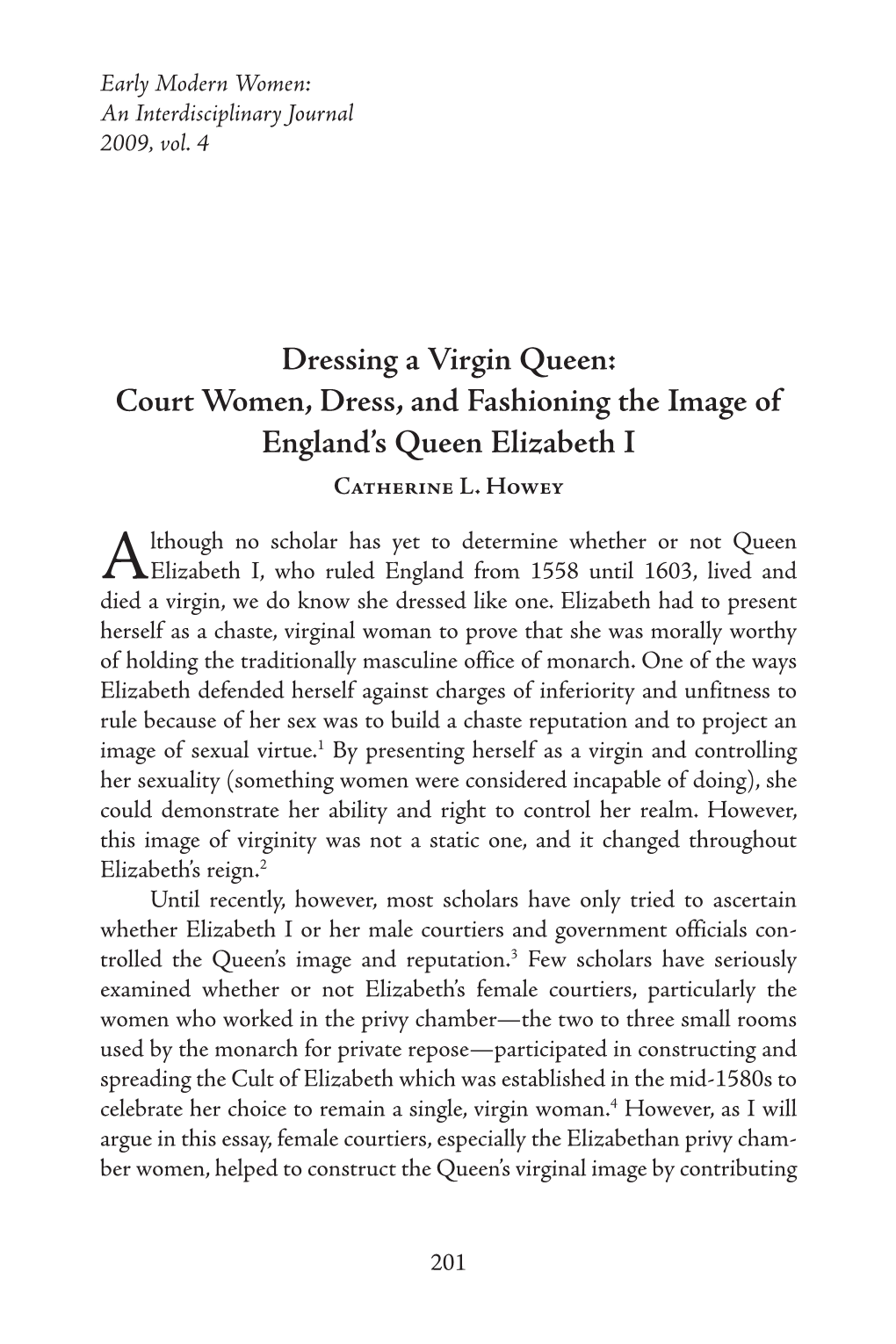 Court Women, Dress, and Fashioning the Image of England's Queen