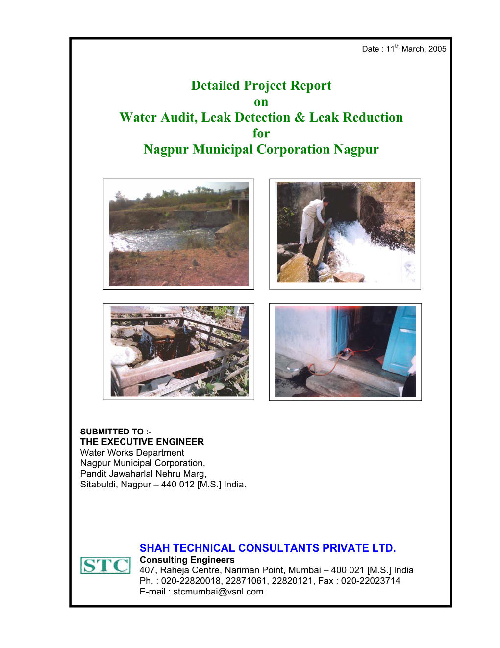 Detailed Project Report on Water Audit, Leak Detection & Leak