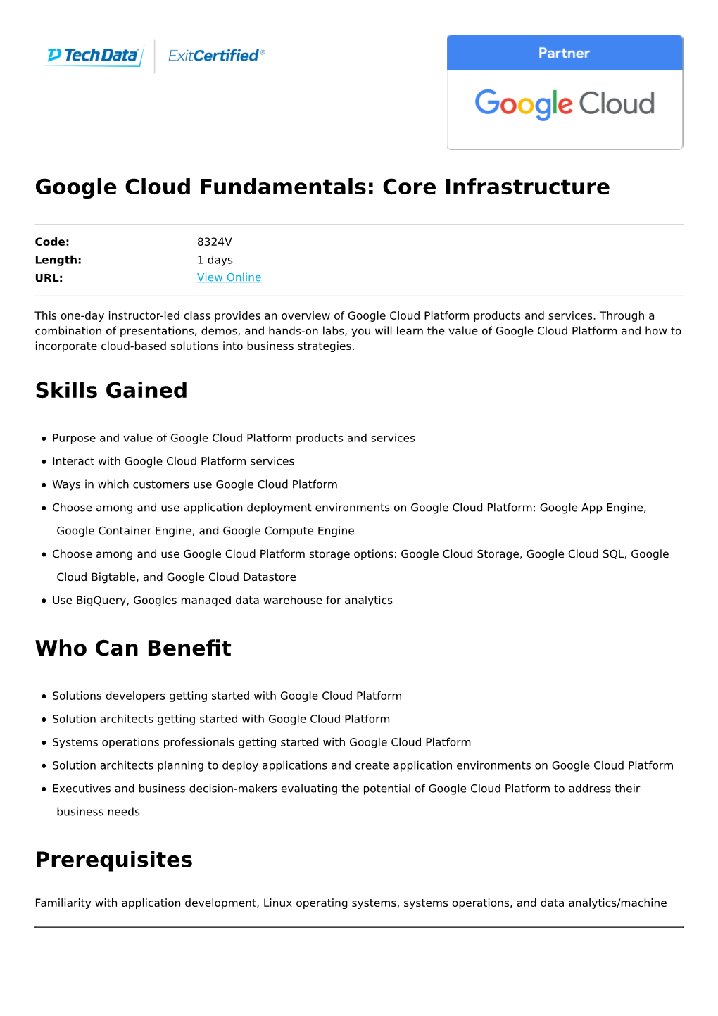 Google Cloud Fundamentals: Core Infrastructure