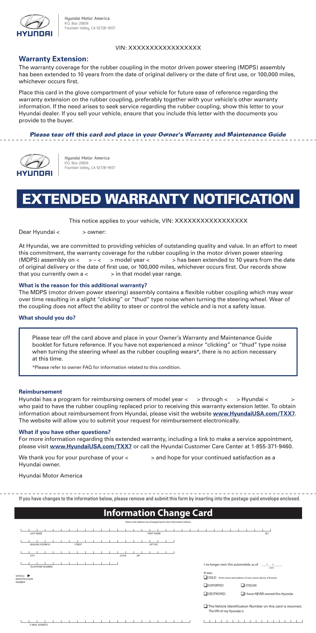 Extended Warranty Notification